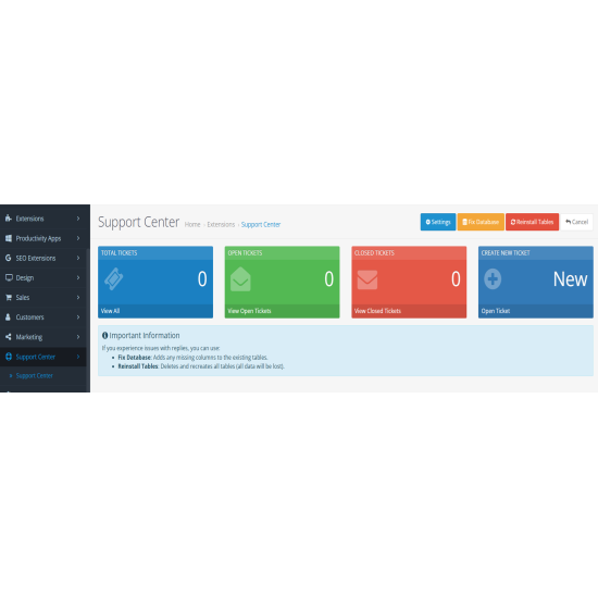 Support Center for OpenCart