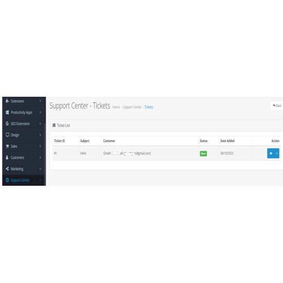 Support Center for OpenCart